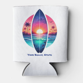 Enfriador De Latas Surfboard en el atardecer