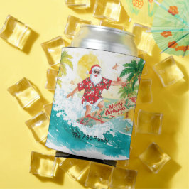 Enfriador De Latas Surfing Christmas in July with SANTA CLAUS