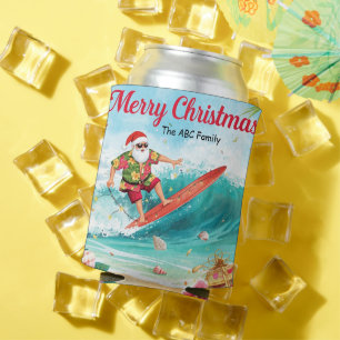 Enfriador De Latas Surfing Navidad en Julio con SANTA CLAUS  