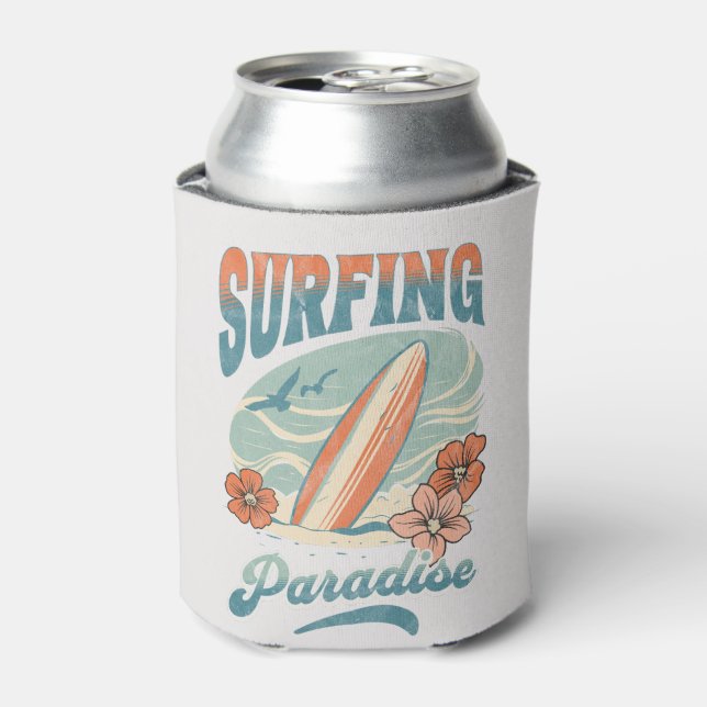 Enfriador De Latas Surfing Paradise estilo retro (Lata Anverso)