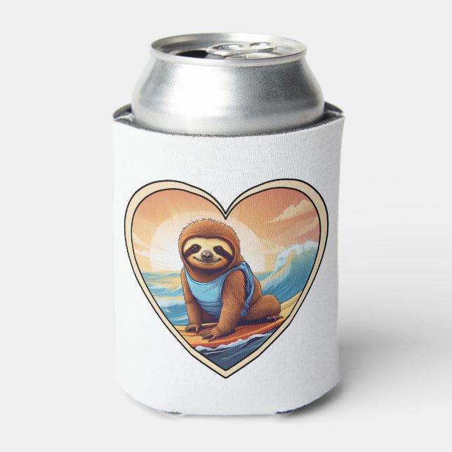Enfriador De Latas Surfing Sloth (Lata Anverso)