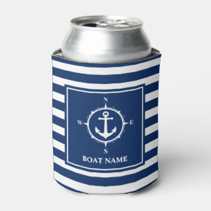 Enfriador De Latas Sus rayas azules del ancla del compás del nombre