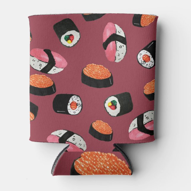 Enfriador De Latas Sushi Onigiri Rolls: Ilustracion sin mar (Anverso)