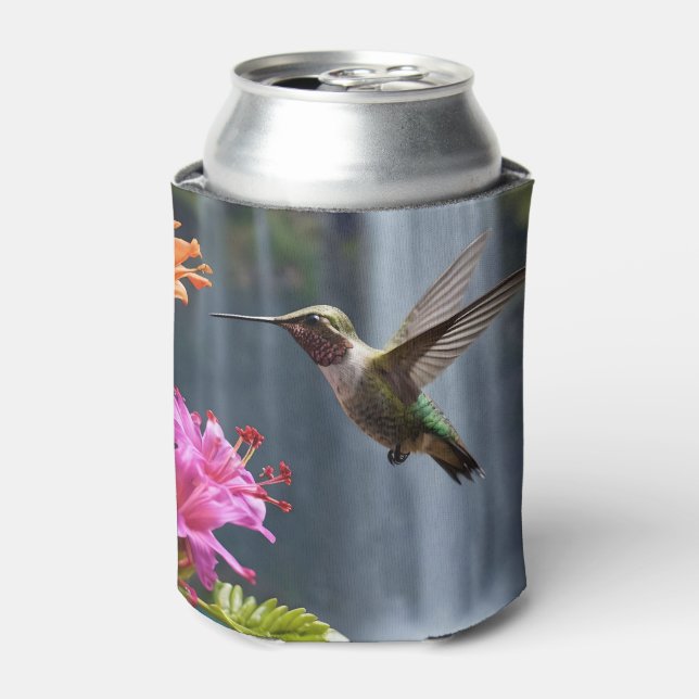Enfriador De Latas "Susurros de la naturaleza: Hummingbird, cascada (Lata Anverso)