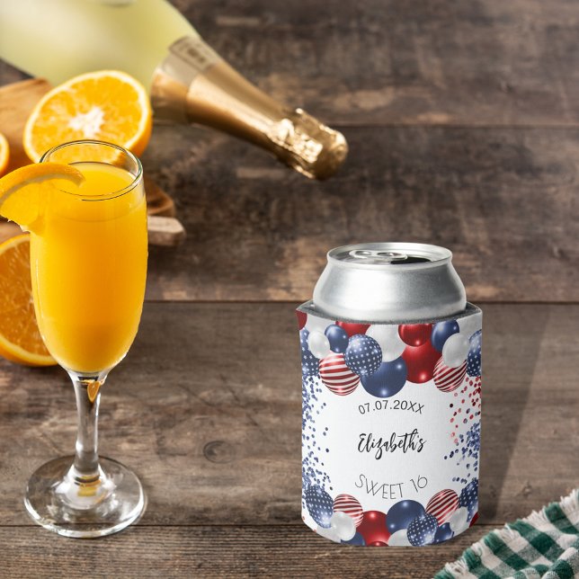 Enfriador De Latas Sweet 16 patriótico bandera azul rojo de los Estad (Subido por el creador)