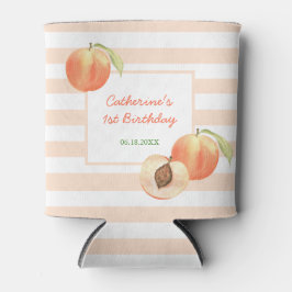 Enfriador De Latas Sweet Little Peach Stripes Girl Birthday