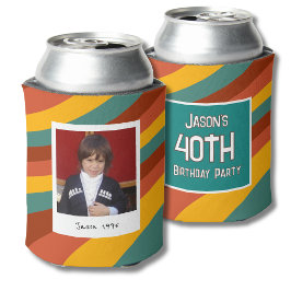 Enfriador De Latas Swirl Retro 40th Birthday Photo