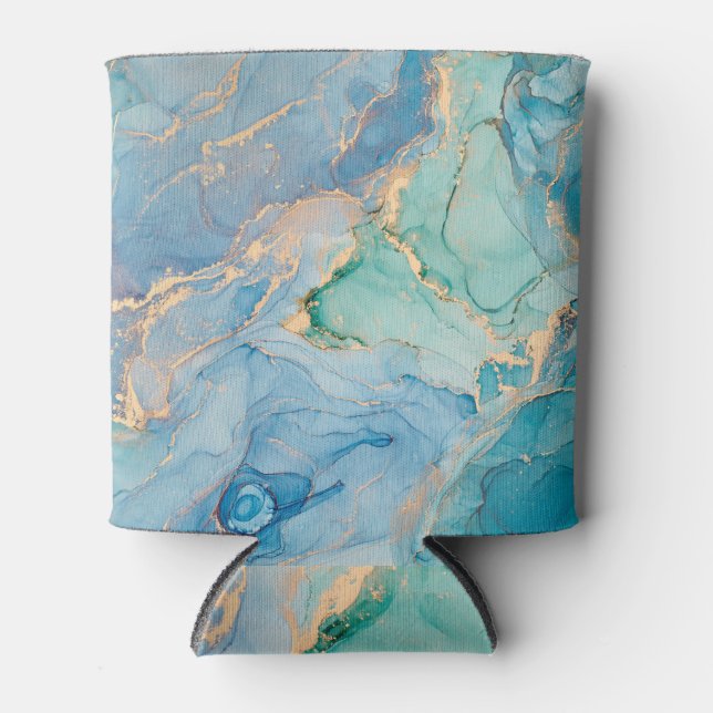 Enfriador De Latas Swirls metálicas: Resumen de arte fluido (Anverso)