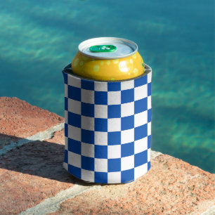 Enfriador De Latas Tablero de ajedrez azul cobalto clásico