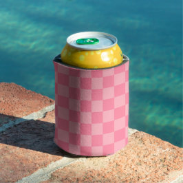 Enfriador De Latas Tablero de ajedrez rosa elegante