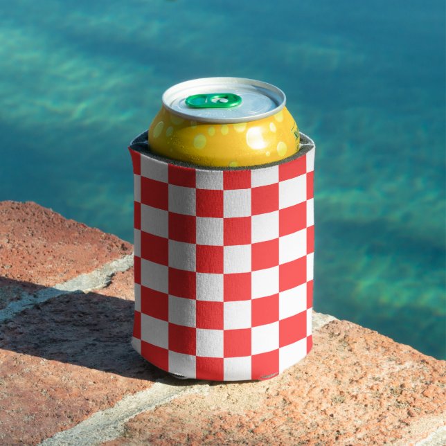Enfriador De Latas Tablero de ajedrez visual clásico rojo (Piscina in situ)