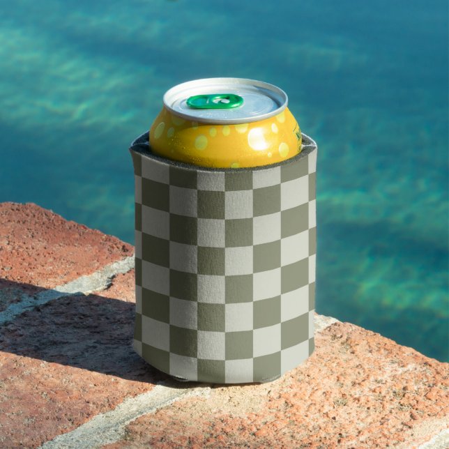 Enfriador De Latas Tablero de cheques verde de sabio (Piscina in situ)