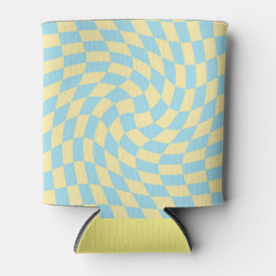 Enfriador De Latas Tablero retro azul amarillo pastel