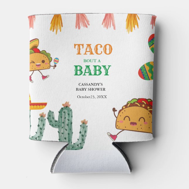 Enfriador De Latas Taco sobre bebé Favoritos para baby shower mexican (Anverso)