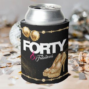 Enfriador De Latas Tacones Altos Dorados Elegantes Cumpleaños 40 & Fa