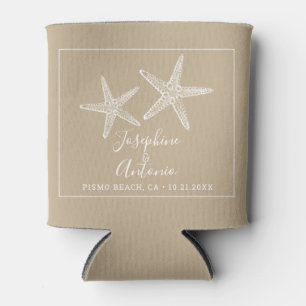 Enfriador De Latas Tan Vintage Starfish Beach Favor de la boda