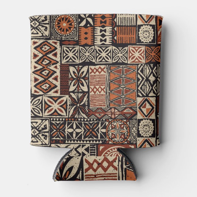 Enfriador De Latas Tapa hawaiano: Patchwork tribal (Anverso)