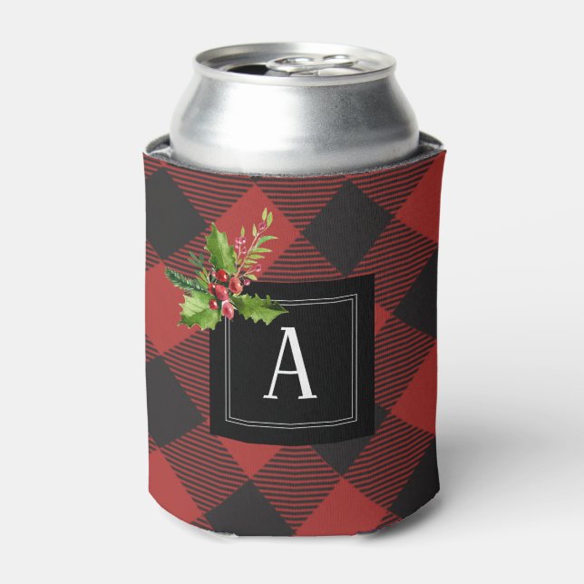 Enfriador De Latas Tapado de búfalo rojo y negro (Lata Anverso)