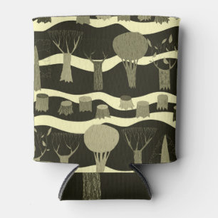 Enfriador De Latas Tapiz de bosques grises: patrón de árboles.