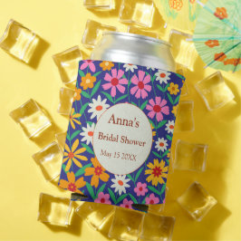 Enfriador De Latas Tarde Nupcial Retro Boho Flores Coloridas  
