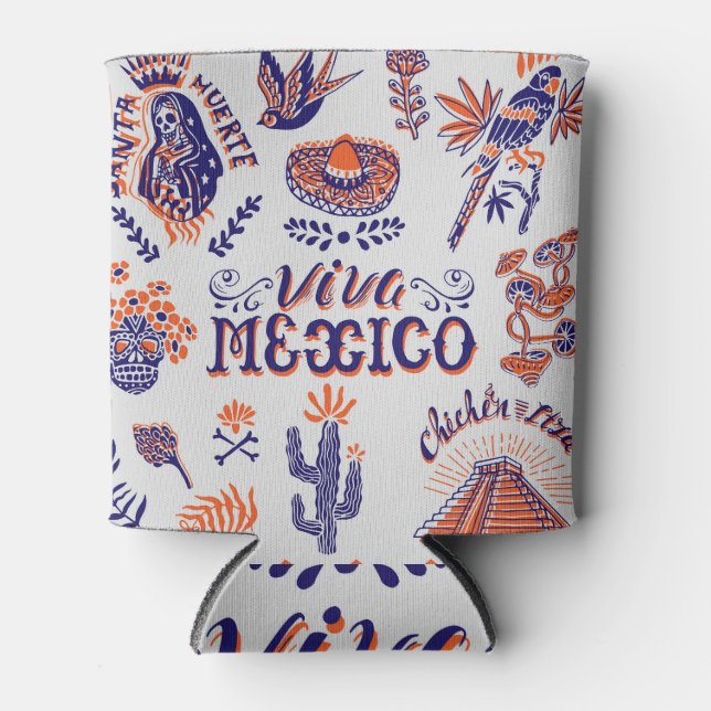 Enfriador De Latas Tarjeta de cosecha de símbolos de cultura mexicana (Anverso)