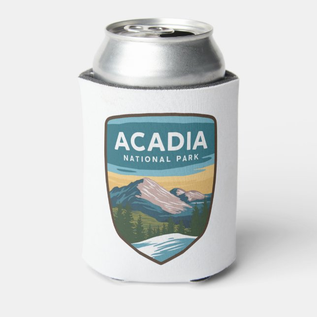 Enfriador De Latas Tarjeta de viaje del Parque Nacional Acadia (Reverso de la lata)