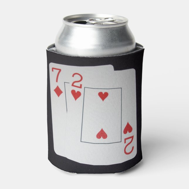 Enfriador De Latas Tarjetas De Poker Siete Y Dos, (Lata Anverso)