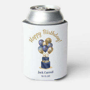 Enfriador De Latas Tarta de globos azules de cumpleaños número 80