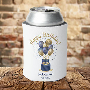 Enfriador De Latas Tarta de globos azules de cumpleaños número 80