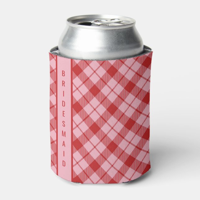 Enfriador De Latas Tartan Rosa + Rojo  (Lata Anverso)