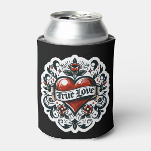Enfriador De Latas Tatuaje de corazón de amor verdadero Pegatina Esti