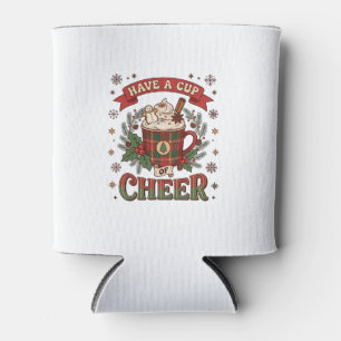Enfriador De Latas Taza de alegría navideña con cuadros Taza de cacao