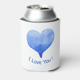 Enfriador De Latas Te Amo El día de San Valentín Cute Blue Heart