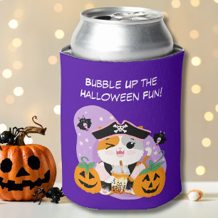 Enfriador De Latas Té de burbujas con gato kawaii pirata diversión de