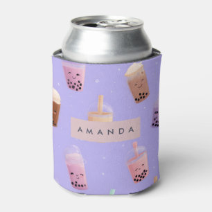 Enfriador De Latas Té de burbujas pastel morado lindo personalizado