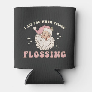 Enfriador De Latas Te veo cuando estás usando hilo dental Navidad Den