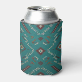 Enfriador De Latas Teal Navajo Tribal Geometric Pattern