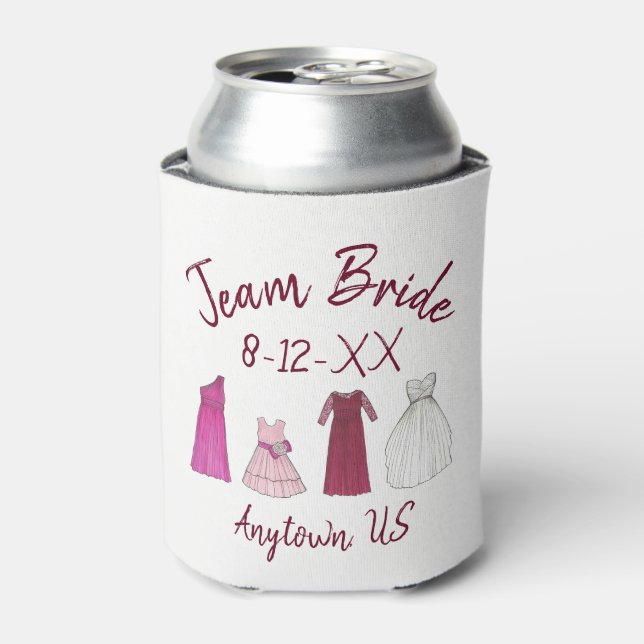 Enfriador De Latas TEAM BRIDE Briding Party Bridesmaid Flowergirl Gow (Lata Anverso)