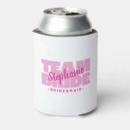 Enfriador De Latas Team Bride Dama de Honor Nombre Boda Rosa Retro Co