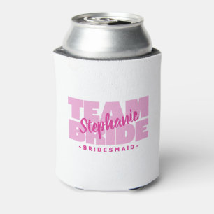Enfriador De Latas Team Bride Dama de Honor Nombre Boda Rosa Retro Co