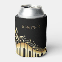 Enfriador De Latas Teclado negro y dorado con notas musicales