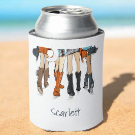 Enfriador De Latas Tejas Damas Moda Cowboy Boots Personalizado Blanco