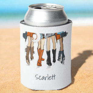 Enfriador De Latas Tejas Damas Moda Cowboy Boots Personalizado Blanco