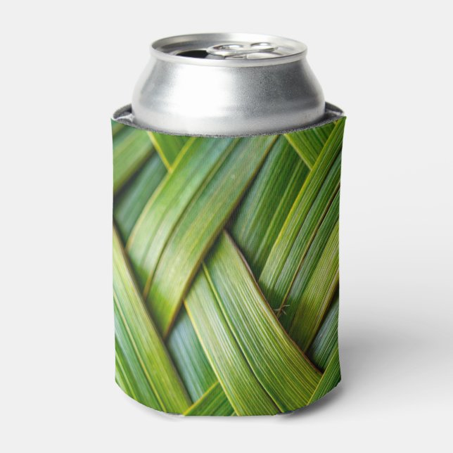 Enfriador De Latas Tejido de bambú fresco verde (Lata Anverso)