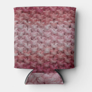 Enfriador De Latas Tela De Knit Beige Rojo, Texturada.
