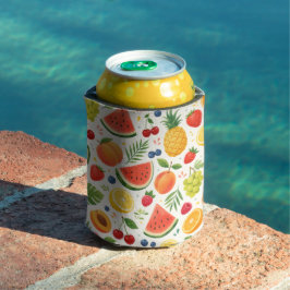 Enfriador De Latas Tela de Patrón de Frutas de Verano | Sandía Tropic
