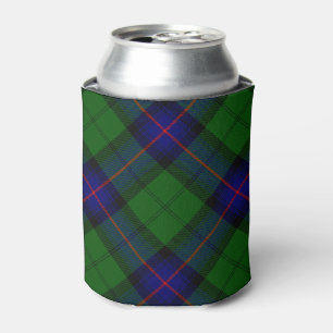 Enfriador De Latas Tela escocesa del verde azul del tartán del clan