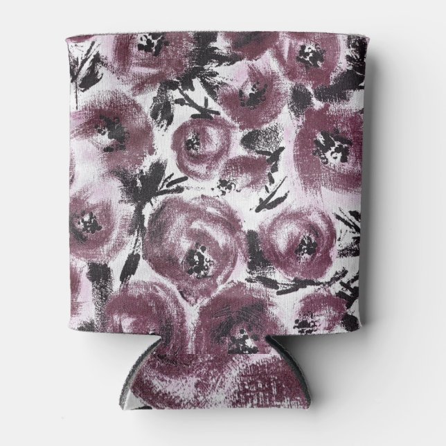 Enfriador De Latas Tela rosa abstracta, texturas diversas. (Anverso)