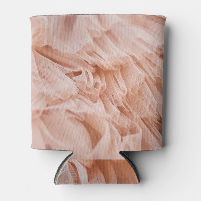 Enfriador De Latas Tela Rosa Pastel: Texturas Elegantes. (Anverso)