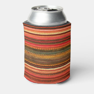 Enfriador De Latas Tela Textil Rayas Rojo Naranja y Verde